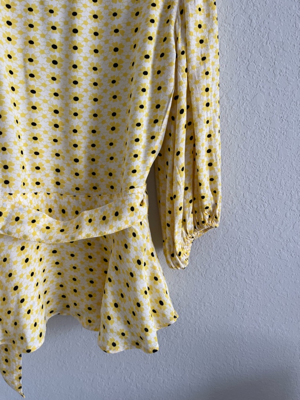 Ganni Yellow Floral Wrap Peplum Blouse - Picture 10 of 14